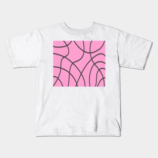 Line Art: Grey Lines on Soft Pink Kids T-Shirt